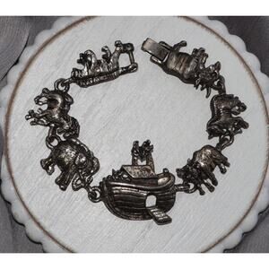 Vintage Sterling Silver Noah’s Chain Bracelet 29.3G / 7.5in